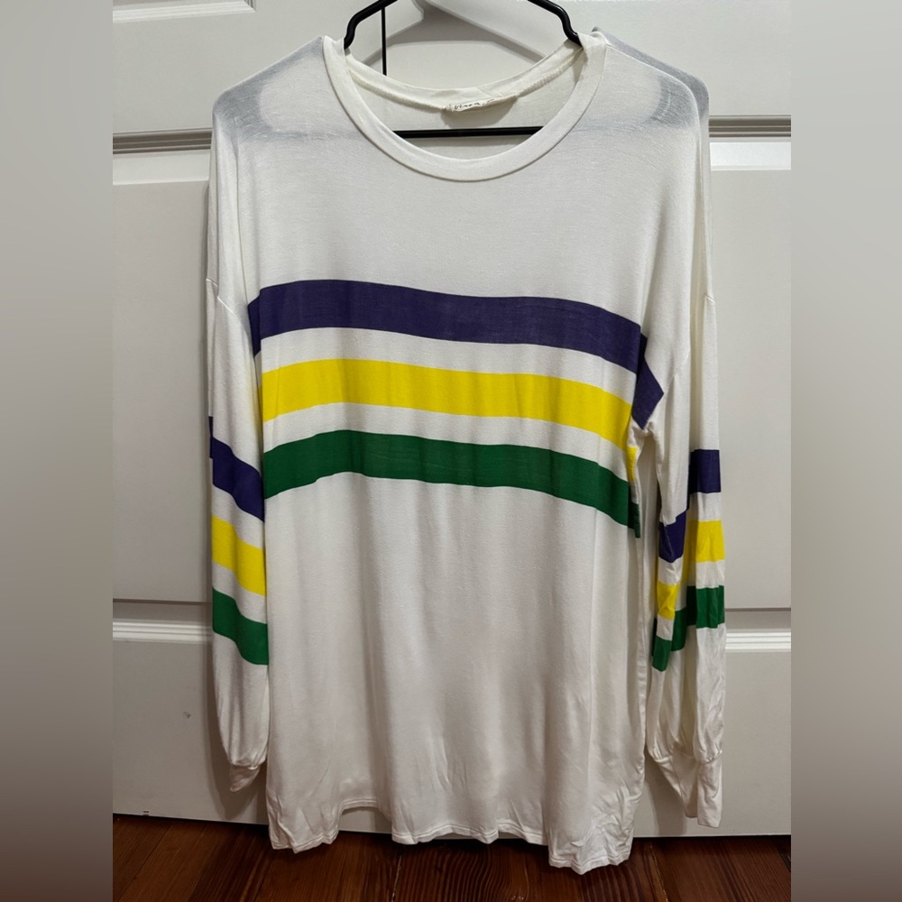 Mardi Gras Striped Long Sleeve Top
